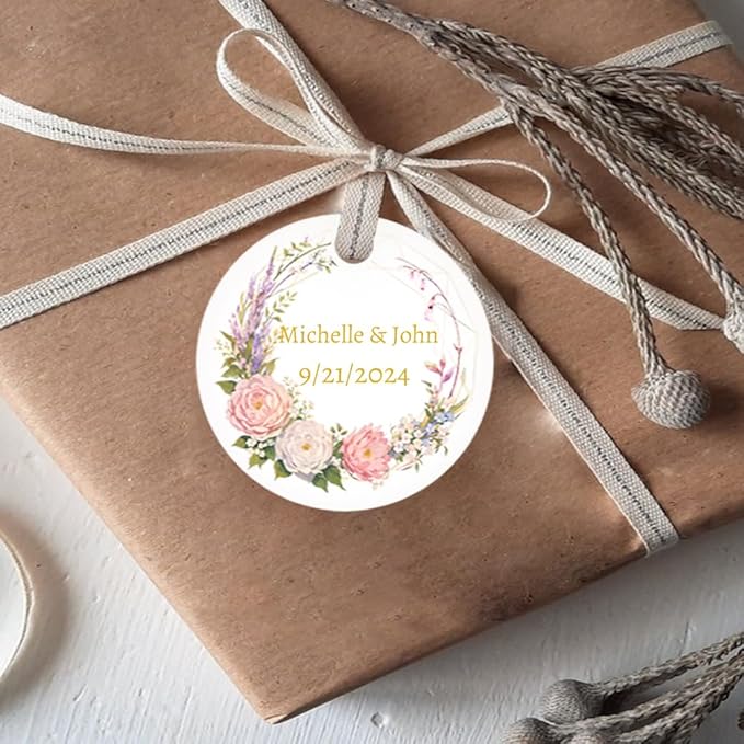 Custom Gift Tag, Personalized Favor Label, Kraft Wrapping Decoration, Wedding Supplies Birthday Party Craft, Thick Paper Hang Card with String (Round Shape)