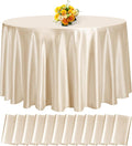 12 Pack 108 Inch Champagne Satin Tablecloth - Premium Bright Silky Round Tablecloth Overlay Smooth Fabric Table Cover, Table Decoration for Wedding Party Banquet Events Restaurant Kitchen Dining