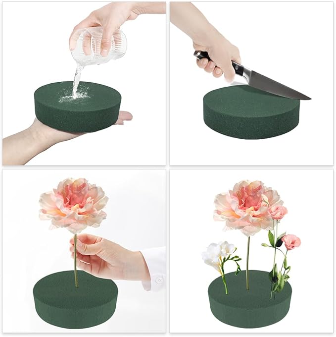 6 Pcs Round Floral Foam Blocks Each (3” X 1.5”) Green Wet & Dry Flower Foam for Fresh & Artificial Flower Arrangements, DIY Crafts, Arts, Weddings, Birthdays and Garden Decorations (Size: 3 Inch)