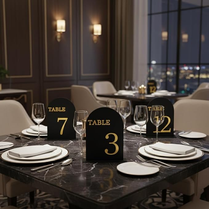 Arch Wedding Table Numbers 1-10 with Stands, 5" X 7" Double Sided Acrylic Wedding Sign Holders, Durable Non-Fading Table Number for Wedding Reception, Events, and Centerpieces