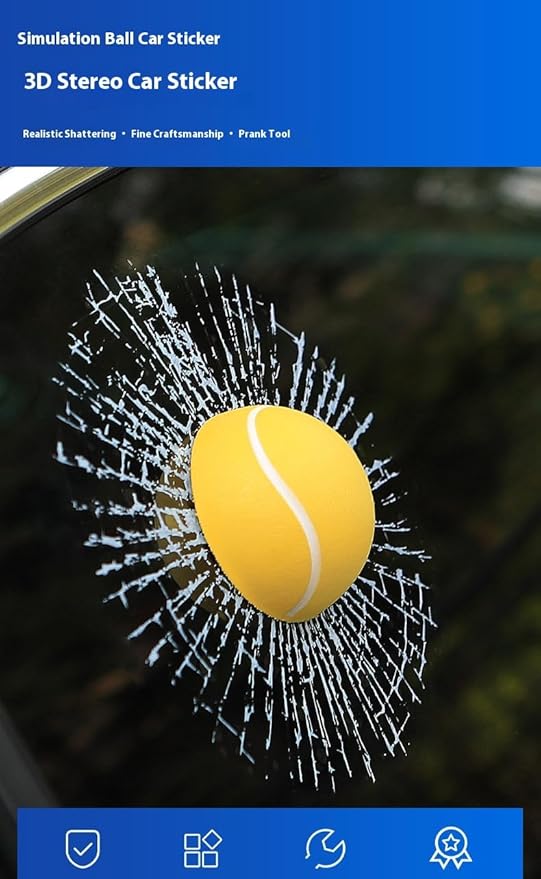 Car 3D elf Ball car Sticker, car Window Funny Creative Decorative Sticker(18cmx18cmx3cm) (Yellow Football)