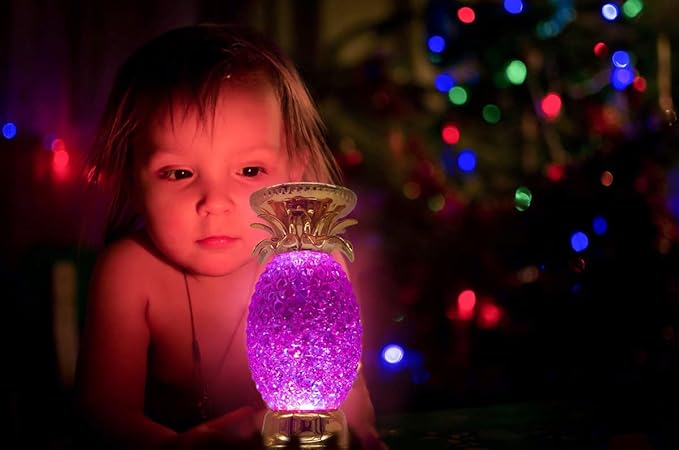 YAKii 9.5" Pineapple LED Color Changing Shine Lamp,Swirling Water Waves Lamp Kid Safe Battery/USB Cable Operated,Table Lamp Candle Holder Table Decoration Gold