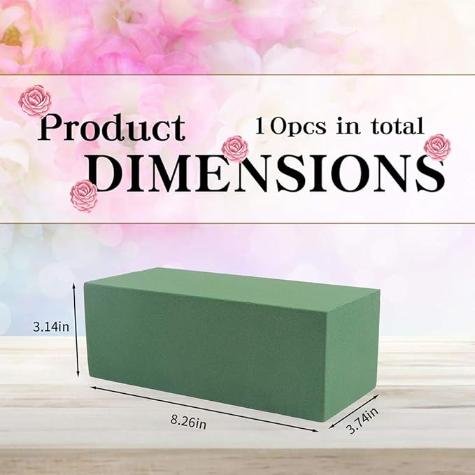 CCINEE Floral Foam Bricks,Florist Foam Green Wet Blocks Supplies for Flower Arrangement DIY Craft,Pack of 10