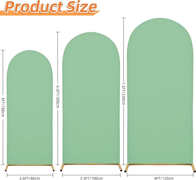 Wedding Arch Cover 7.2FT 6.6FT 6FT Arch Backdrop Cover Spandex Fitted Arch Cover for Round Top Chiara Backdrop Stand Covers for Wedding Birthday Party Baby Shower Banquet Ceremony Decoration
