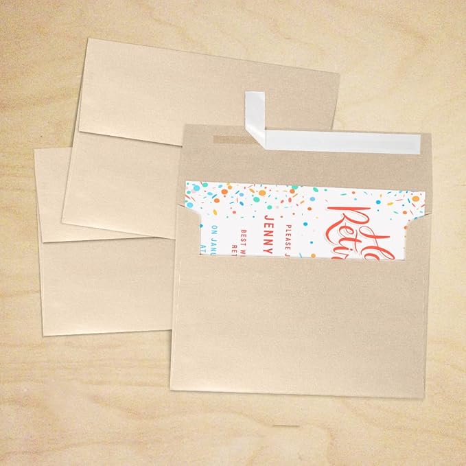 LUXPaper A7 Invitation Envelopes | Peel & Press | 5 1/4" x 7 1/4" | Taupe Metallic | 80lb. Text | 1,000 Qty