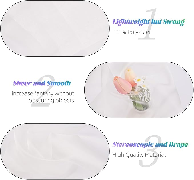 Crystal Organza Fabric Tulle 11 Inch by 50 Yards Sheer Tulle Rolls for DIY Craft Wedding Party Baby Shower Decor Gift Wrapping Party Supplies (Ivory)