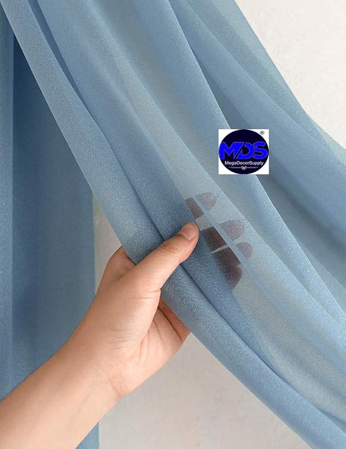 MDS Halloween Chiffon Draping Fabric - 1 Panel, 30" Wide x 30ft Long - Sheer Spooky Arbor & Canopy Drapery for Haunted House Backdrops, Party Ceilings, DIY Costumes & Themed Events - Dusty Blue