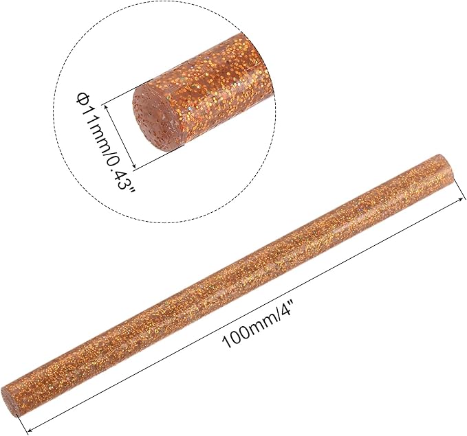 uxcell 20pcs Hot Glue Sticks for Glue Gun 11mm/0.43-inch x 4-inch Mini Hot Melt Adhesive Glue Stick Glitter Bronze Gold