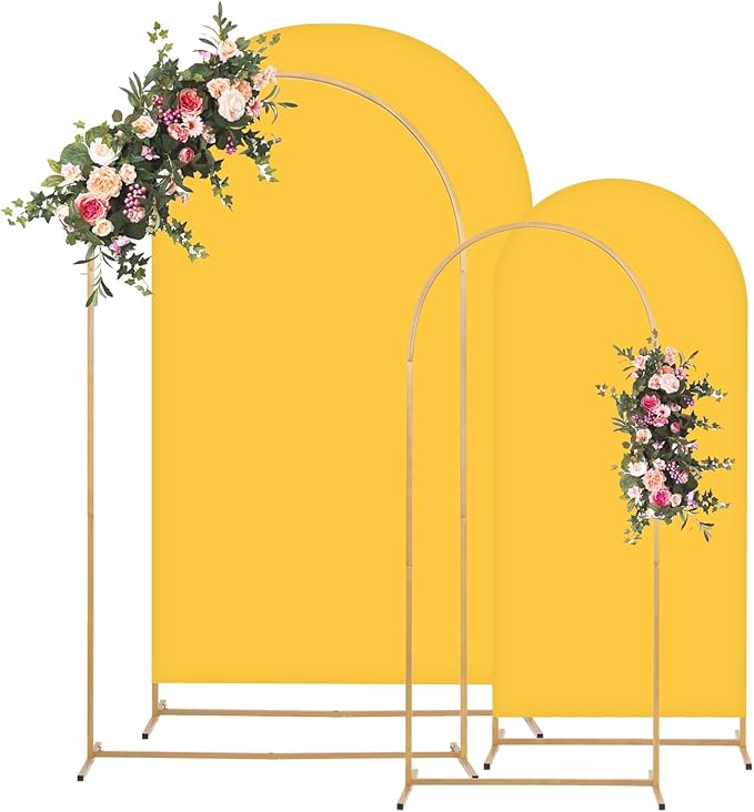 Metal Arch Backdrop Stand and Cover Set, 8FT, 6.6FT Party Backdrop, Easy to Assemble, Backdrop Stand for Parties, Birthday, Baby Shower