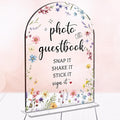 Wedding Sign Decor, Photo Guest Book Sign, 5x7 Inch Arch Acrylic, Wedding Sign for Reception & Event Party, Bridal Shower Decorations, Wedding Table Sign Accessories for Anniversary And Event(Flower)