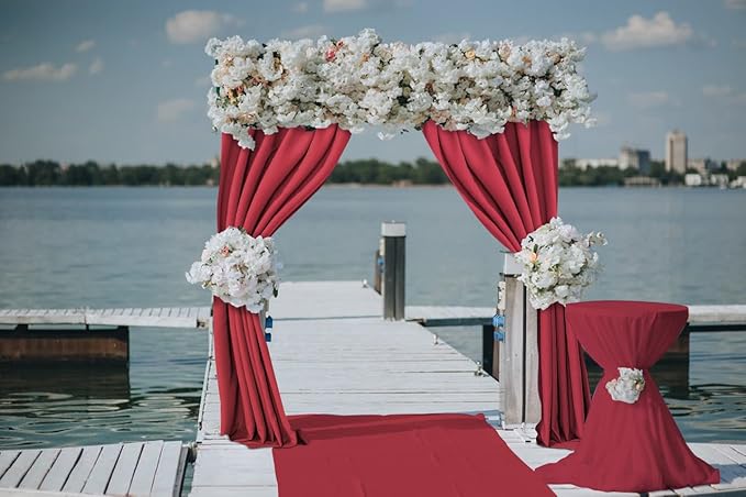 Joydeco Red Backdrop Curtain for Parties, Photography Backdrop Drapes for Christamas Wedding Decorations, Wrinkle Free 5ft x 8ft Set of 2 Panels Curtains with Rod Pockets
