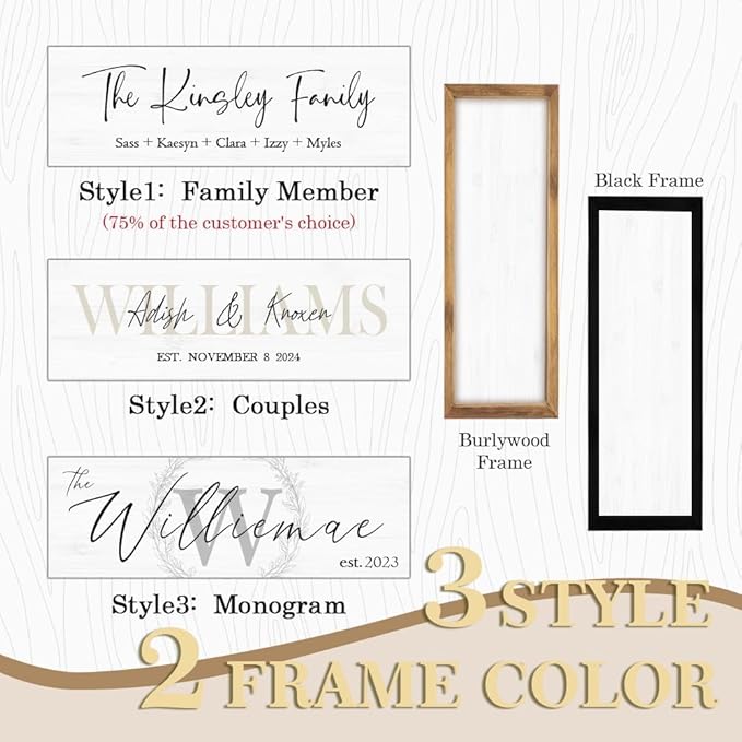 Wedding Gifts for Couples 2025, Custom Wood Sign for Bridal Shower Gift, Engagement Gift, Newlywed Gift, Personalized Framed Last Name Sign with Established Date for Home