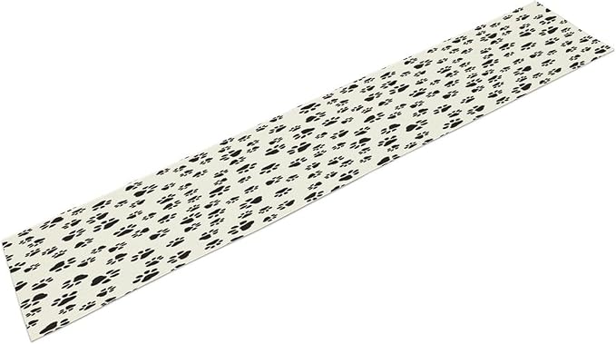 Dog Paws Table Runner,Cartoon Cute Black White Animal Footprints Abstract Tablecloth Burlap for Hotel Indoors Outdoor Dining Room Kitchen Home Decor,W13X L70 in