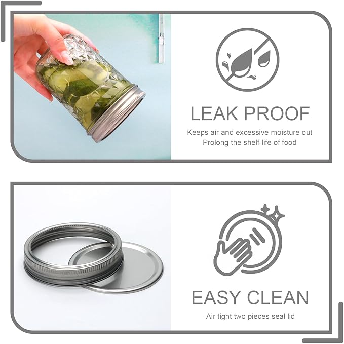 Wide Mouth Mason Jars 12Pack,Mason Jars 16 oz with Lids,Canning Jars with Metal Airtight Lids and Bands,Ideal for Jam, Water,Vegetative,Beans, Candy,Honey, Wedding Favors