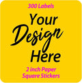 300 pcs Premium Custom Stickers Uncoated Paper 2 inch Square - Personalized Stickers for Businesses with Logo and Name