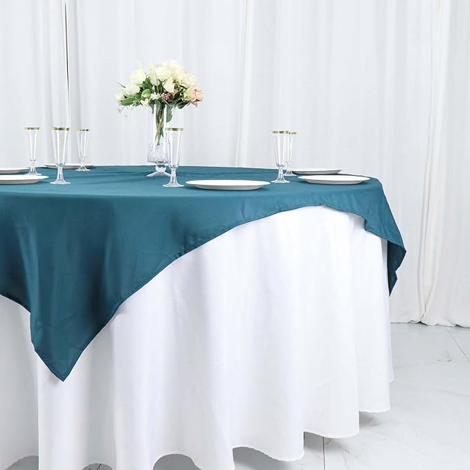 Efavormart 54x54 Peacock Teal Wholesale Linens Seamless Polyester Square Linen Tablecloth for Wedding Banquet Party Restaurant