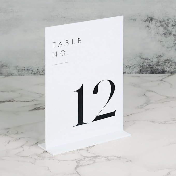 JINMURY White Wedding Table Numbers 1-30 with Stands, 5"x7" White Acrylic Table Numbers, Perfect for Wedding Reception, Party, Anniversary, Event
