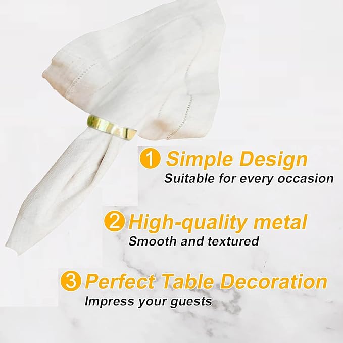 Gold Napkin Rings - 80 Pcs Stainless Steel Napkin Rings,Metal Napkin Ring for Table Settings Wedding Christmas Party Dinner Table