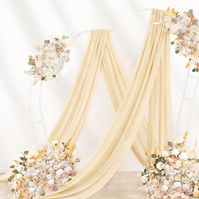 Champagne Gold Wedding Arch Draping Fabric 29" x 20 FT Wedding Drapes for Backdrop Sheer Curtains Drapes for Romantic Bridal Baby Shower Decor Ceremony Birthday Party Fall Outdoor Events
