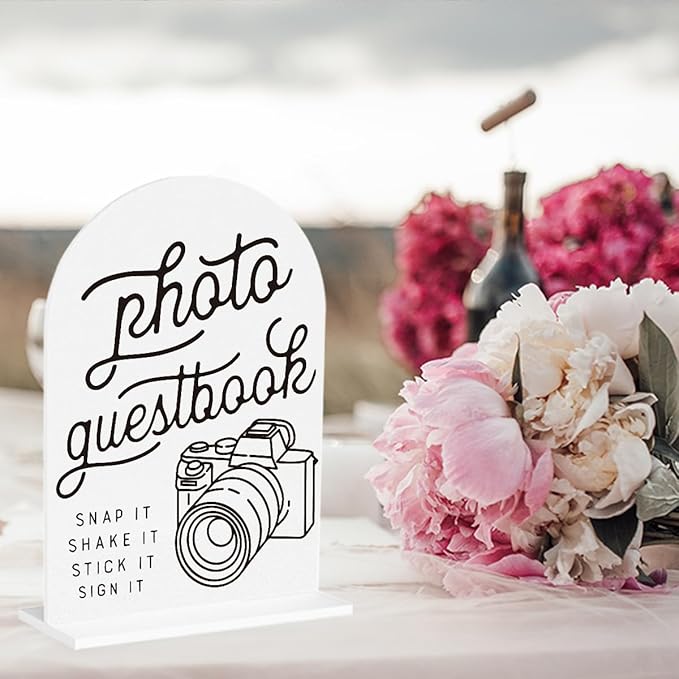 2Pcs Photo Guest Book Sign Cards and Gifts Sign for Wedding Engagement Party Bridal Shower Baby Shower Table Desk Acrylic Decor