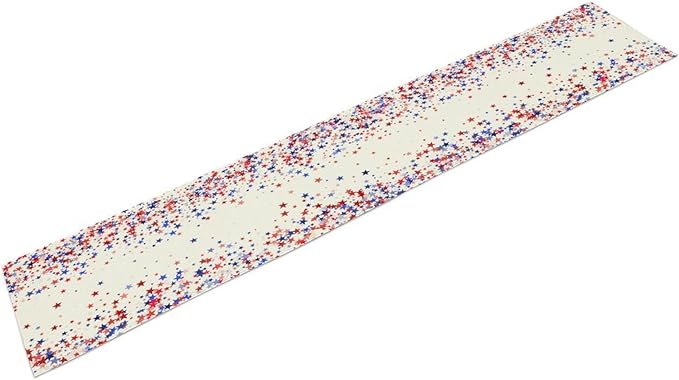 Independence Day Table Runner, 4th of July Red Blue Stars American President Day Holiday Confetti Print Table Cover for Kitchen Dining Table Indoor Outdoor Party, 13x90inch