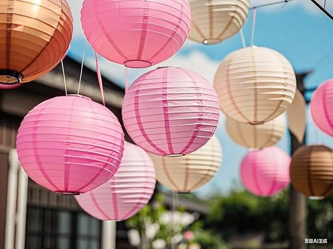 Pink Brown Paper Lanterns Decorative 12pcs Party Hanging Decorations for Western Cowgirl Party Birthday Retro Rodeo Party Supplies for Girls Baby Shower Western Room Decor