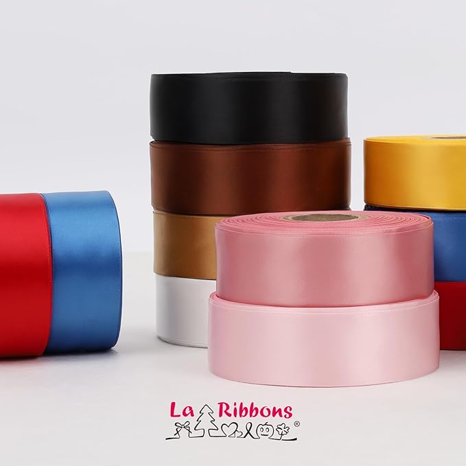LaRibbons 3/8 Inch 25 Yard Double Faced Satin Ribbon,Red Small Satin Craft Fabric Ribbon for Gift Wrapping Floral Bouquets Wedding Party Decoration