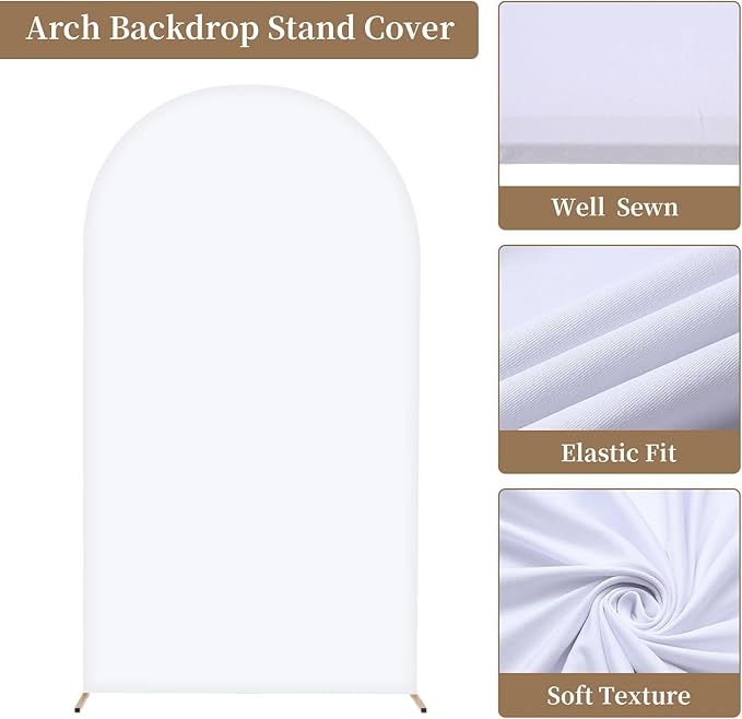 Metal Arch Backdrop Stand and Cover Set, 7.2FT, 6FT Party Backdrop, Easy to Assemble, Backdrop Stand for Parties, Birthday, Baby Shower