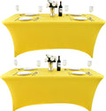 2-Pack 8ft Spandex Table Covers for Rectangle Folding Tables - Washable Elastic Tablecloth - Ultimate Fitted Table Protector for Birthday Parties, Trade Shows, Banquet
