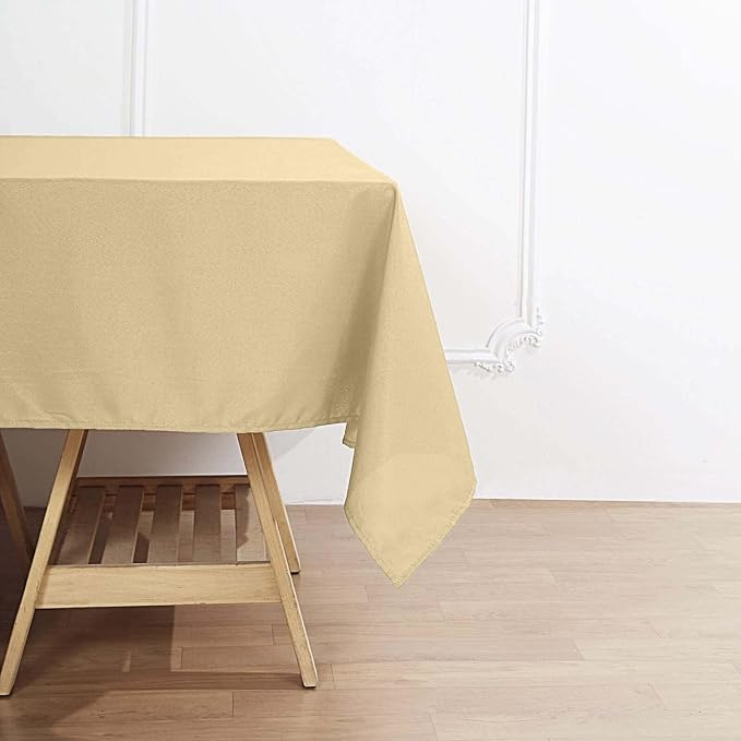 Efavormart 70" Premium Square Polyester Tablecloth for Wedding Kitchen Dining Events - Champagne
