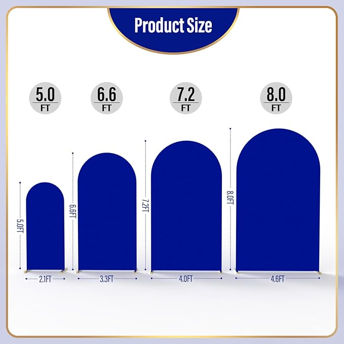 LEBENGURU Upgraded 5FT Wedding Arch Cover, Royal Blue Spandex Fitted Arch Backdrop Cover, Round Top Chiara Stand Covers for Birthday Party Baby Shower Banquet Balloon Décor