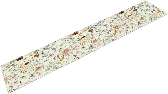 Floral Butterfly Table Runner,Rustic Colorful Flower Botanical Watercolor Pattern Print Burlap for Hotel Indoors Outdoor Dining Room Kitchen Holiday Party, 13x36in