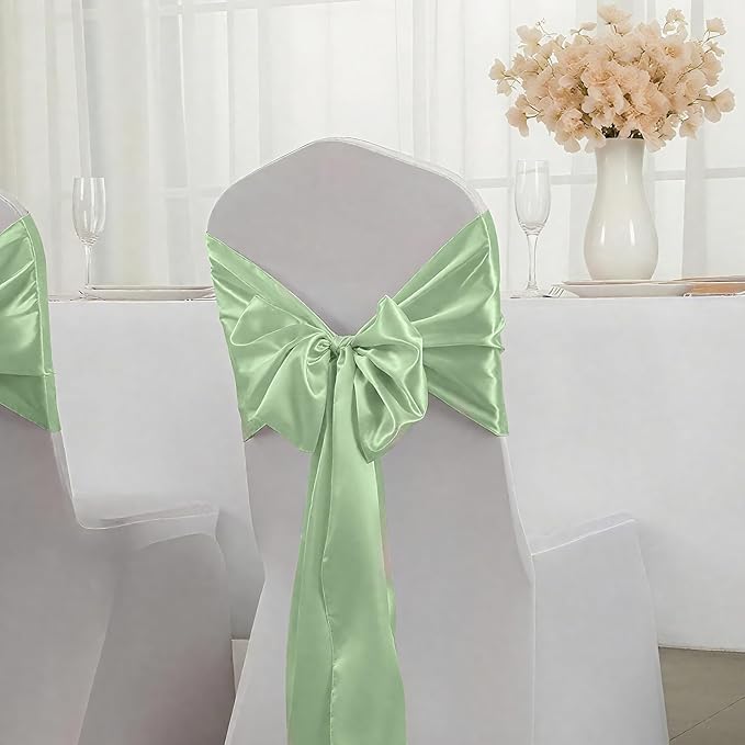 2 Pack Sage Green Satin Table Runner 12x108 Inches Long, Bright Silky Smooth Satin Table Runner Table Decor for Wedding Banquet Christmas Prom Event Birthday Party