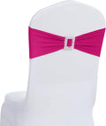 Joccun 120 PCS Spandex Chair Sashes Bows Stretch Chair Cover Band with Buckle Slider Universal Elastic Chair Ties for Wedding Banquet Party Event Decoration (Fuchsia)