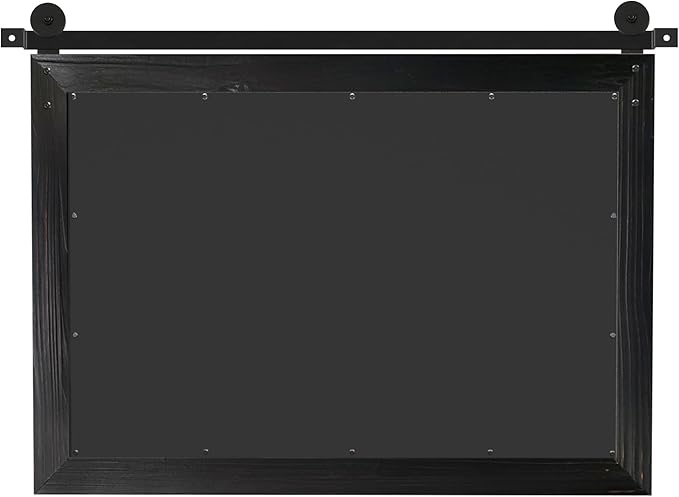 COGOOD Farmhouse Barn Door Mirror - 29" x 22" Rustic Wood Framed Wall Mirror for Bathroom, Living Room, Entryway Wall Decor (Black)