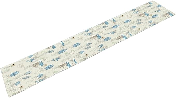 Starfish Table Runner,Vintage Nautical Seashell Tropical Beach Theme Coastal Ocean Sea Burlap for Hotel Indoors Outdoor Dining Room Kitchen Tablecloth, 13x80in