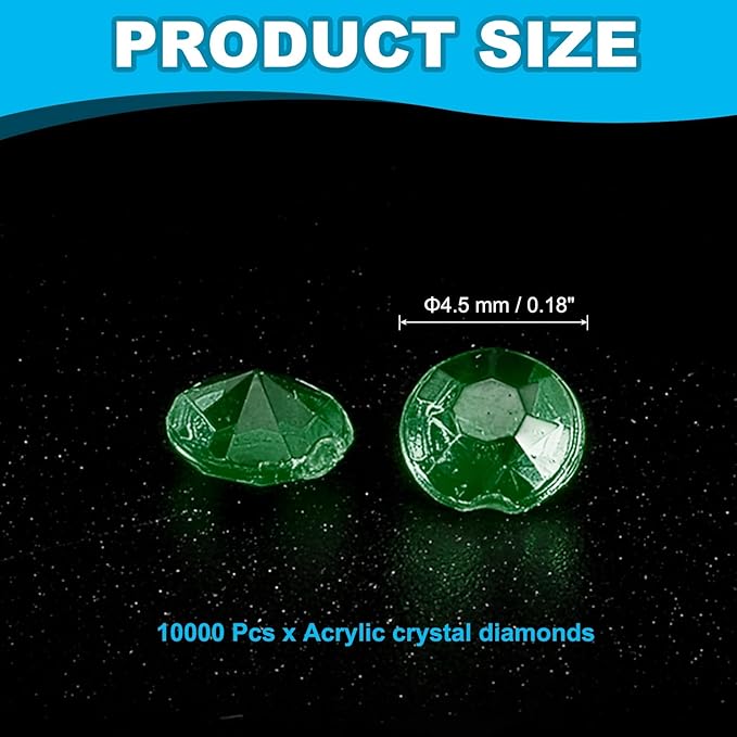 PATIKIL 10000 Pcs Wedding Table Scatter Confetti Crystals 4.5mm Acrylic Diamonds Vase Fillers Gems for Table Centerpiece Decorations Party Vase Beads, Dark Green
