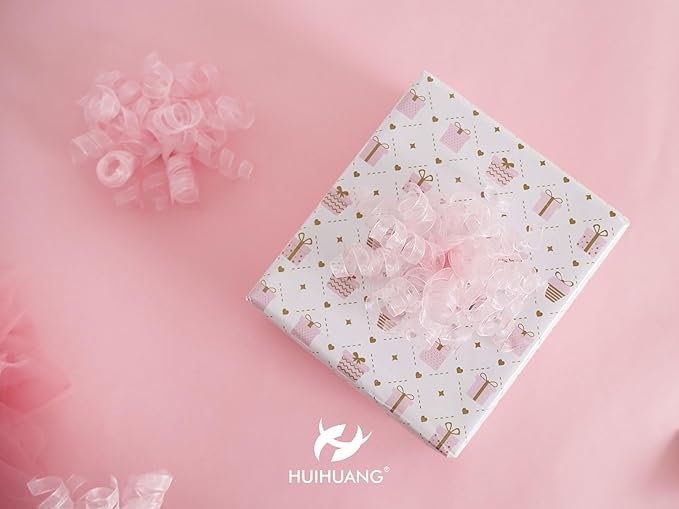 HUIHUANG Pink Bows for Gift Wrapping Pink Curly Gift Bows 5 inch x 8 Counts Self-Adhesive Curly Ribbon Bow for Presents, Paper Bag, Baby Shower Favors, Wrapping Accessories, Party Decor