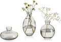 Bud Vases 3Pcs/Set Small Vases Handmade Cute Gray Small Vases for Flowers Centerpieces Glass Vases Mini Vase Home Decor Centerpieces, Events Table Decor