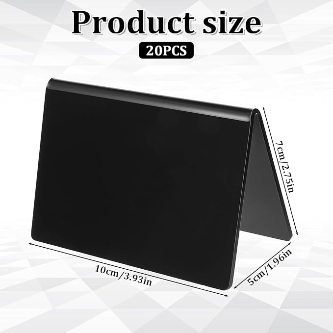 20 Packs Acrylic Mini Chalkboard Sign Black Food Labels Name Tags for Buffet Table Sign Chalkboard Blackboard for Wedding, Table Signs Place Cards for Buffet, Bakery