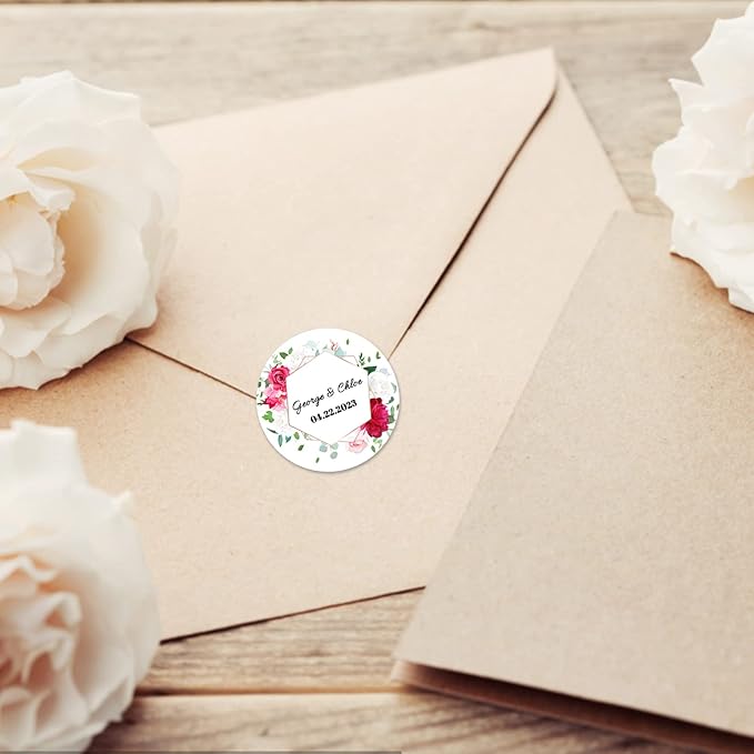 200 Pack Custom Stickers Personalized Labels for Business Logo Customized Vinyl Wedding Favors Birthday Baby Bridal Shower Make Your Own 1 Inch-10 Inch,lable-flower200