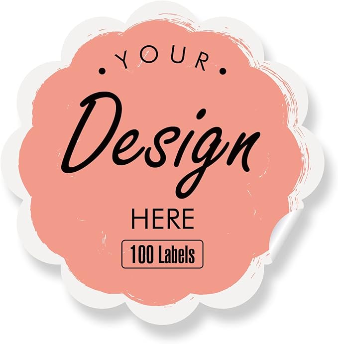 Custom Stickers Personalized Labels - Customized Stickers with Any Design Image Logo Text,Custom Thank You Label Stickers,Custom Stickers for Business Logo,100 Labels (Scalloped,3"x3")