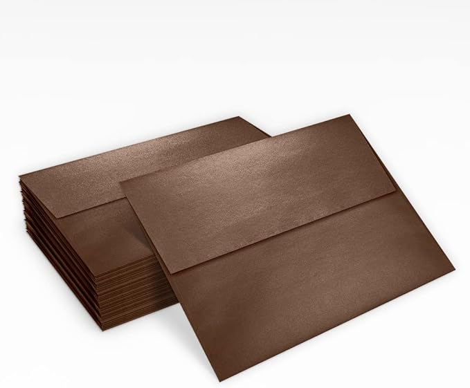LUXPaper A7 Invitation Envelopes | Peel & Press | 5 1/4" x 7 1/4" | Bronze Metallic | 80lb. Text | 50 Qty