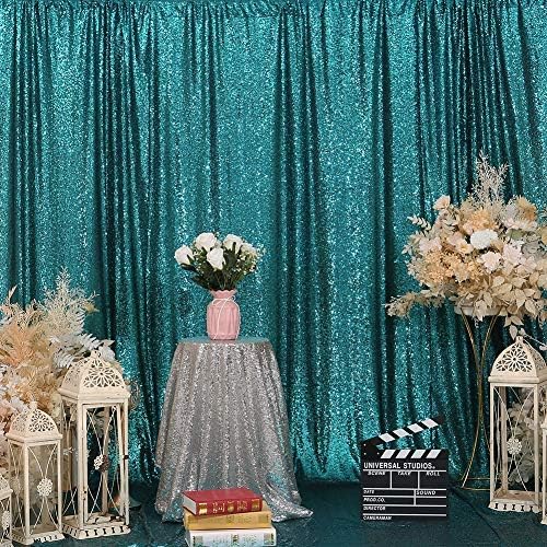 Eternal Beauty Teal Sequin Backdrop, 6x6 Ft Glitter Background Curtains for Shimmer Photography Party Wedding Birthday Back Drop Decor
