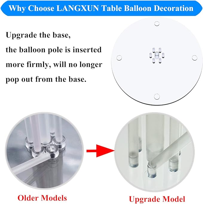 LANGXUN 28" Height Table Balloon Stand Kit for Birthday Party Wedding Decorations, Balloons Arch Kit for Graduation Party and Christmas Balloon Decorations (4 Pack)