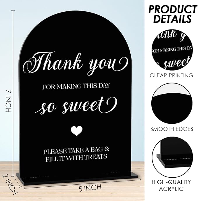 Black Candy Bar Sign, Dessert Table Sign, Wedding Engagement Bridal Shower Decor fo Ceremony Reception Party, Weddings Table Acrylic Sign