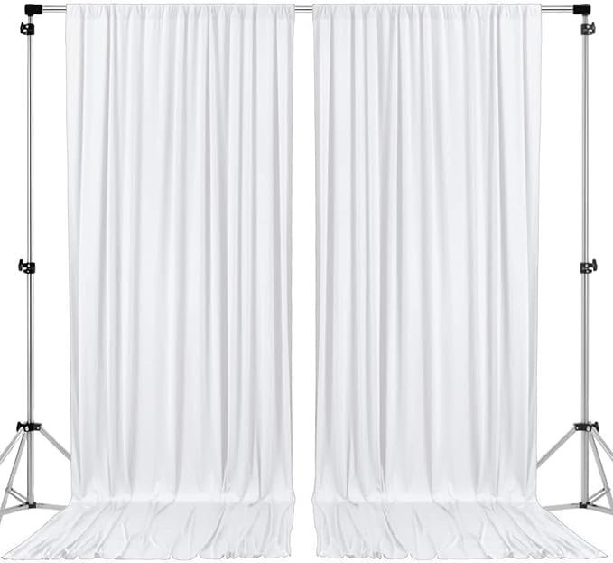 AK TRADING CO. 10 feet x 8 feet IFR Polyester Backdrop Drapes Curtains Panels with Rod Pockets - Wedding Ceremony Party Home Window Decorations - White
