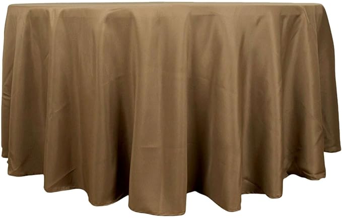 Efavormart Round Tablecloth, 120 Inch Stain & Wrinkle Resistant Washable Table Cloth, Decorative Polyester Fabric Table Cover for Banquet, Wedding, Dining - Taupe