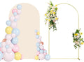 6.6FT Wedding Arch Backdrop Stand and Beige Arch Cover, Beige Spandex Fitted Backdrop Cover and Gold Wedding Arch Frame for Birthday Party Wedding Ceremony Bridal Baby Shower, Parties Decoration.