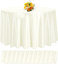 fani 12 Pack 108 Inch Ivory Satin Tablecloth - Premium Bright Silky Round Tablecloth Overlay Smooth Fabric Table Cover, Table Decoration for Wedding Party Banquet Events Restaurant Kitchen Dining